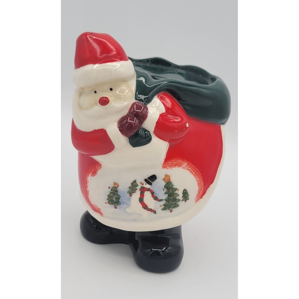 Vintage Russ Berrie Santa Claus 3in Pillar Candle Holder Ceramic Figurine 1960s - Picture 7 of 13